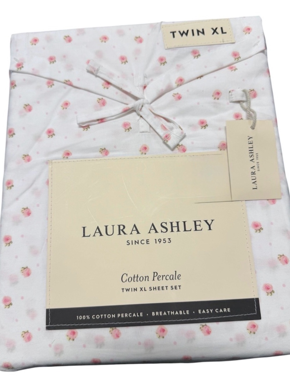 SWEET CONFECTION PINK Laura Ashley Floral Twin XL Sheet Set ~ Dainty Roses